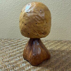 Handcrafted Wooden Mushroom Appitizers Sorensen Hawaii Monstera Pod 9.5"Tall